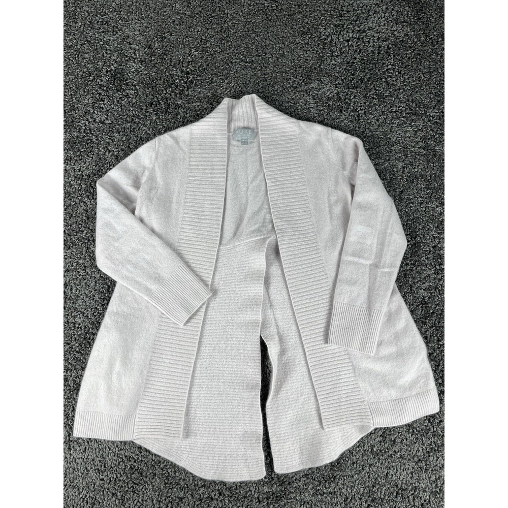 Pure Collection Cashmere Open Cardigan Size U.S. 6 Light White / Pink
